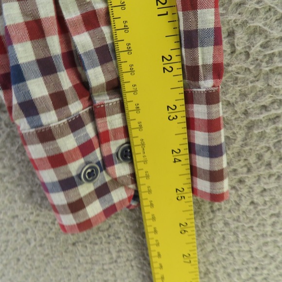 Johnston Murphy Shirt Mens Large Blue Check Long Sleeve Button Up Flip Cuff - Picture 9 of 10